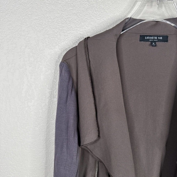 lafayette 148 Jacket Women's Medium Brown Shawl Neck Long Sleeve Open Front - Picture 3 of 11